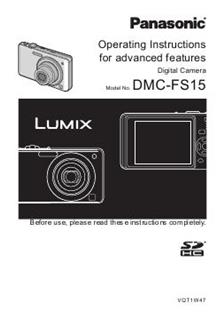 Panasonic Lumix FS15 manual. Camera Instructions.